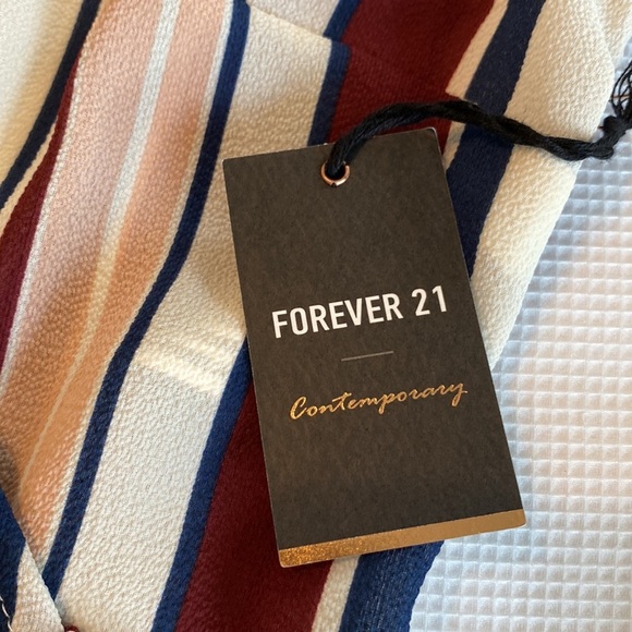 Forever 21 Contemporary Woven Top Open Front striped Multicolored Top Size M - Picture 7 of 11